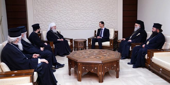 President al-Assad receives Patriarch Irinej of Serbia