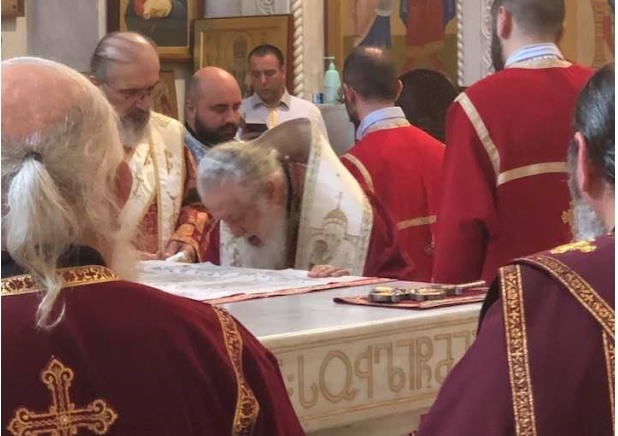 Clergy of canonical Ukrainian Church serve with Patriarch Ilia of Georgia