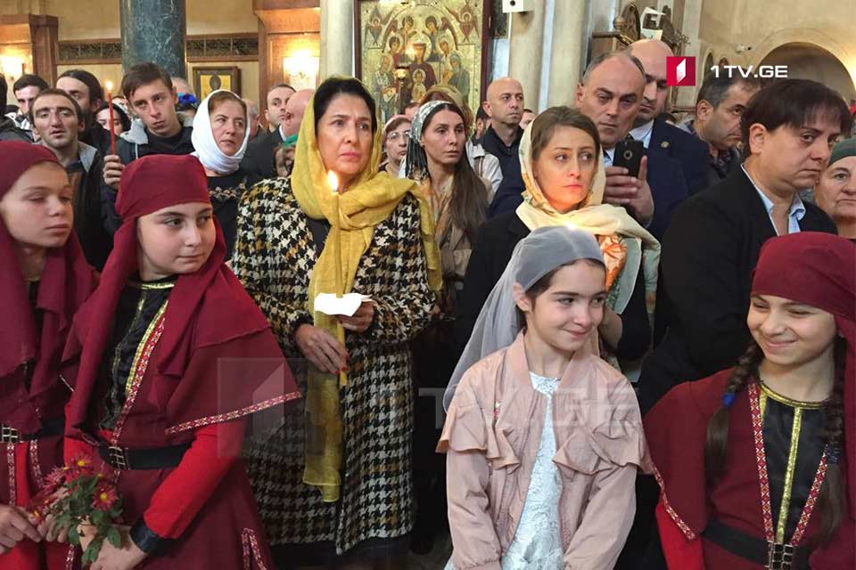 Salome Zurabishvili attending Sunday Liturgy at Trinity Cathedral