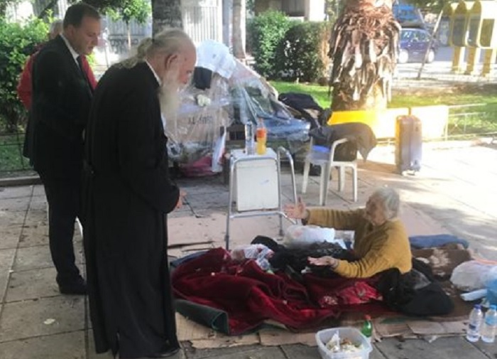 Archbishop Ieronymos Offers Help to Homeless Greek Couple