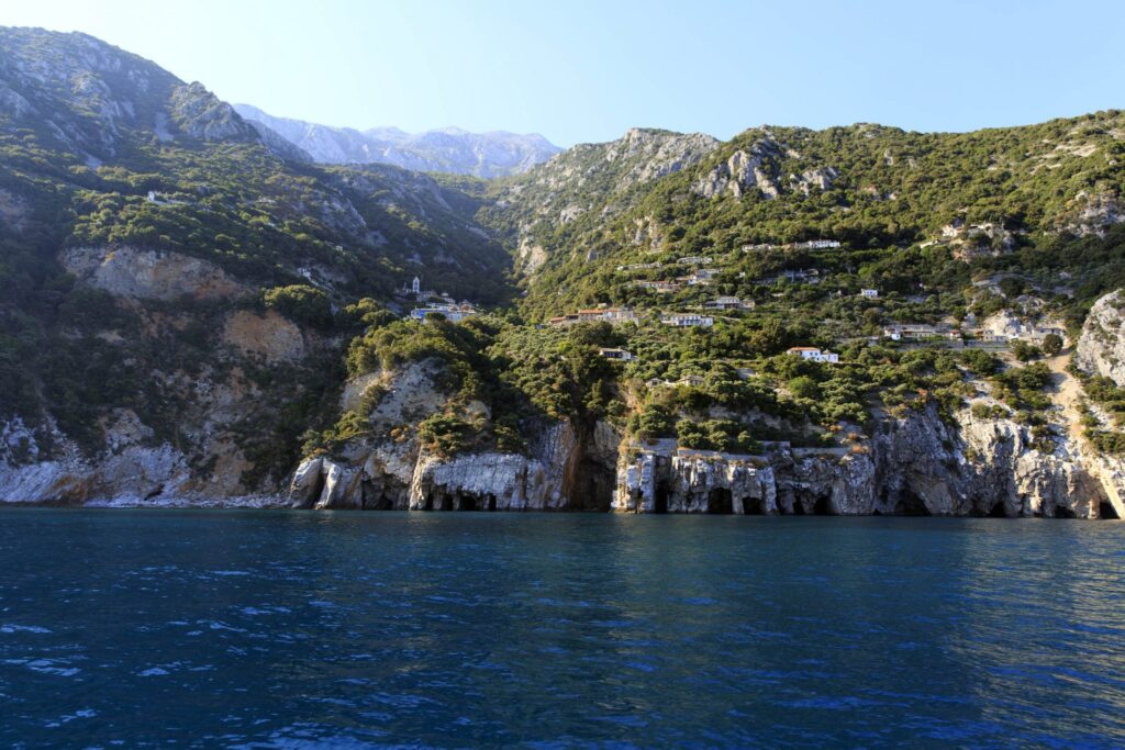 The Skete of the Holy Trinity (Kafsokalivia) with the cell of Saint Porphyrios