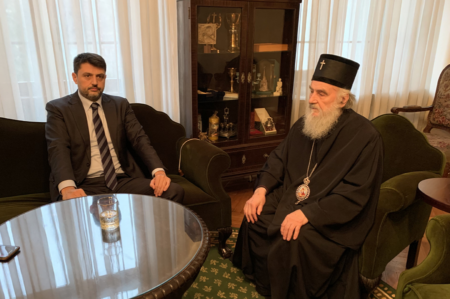 His Holiness Serbian Patriarch Irinej received the Serbian ambassador to Montenegro