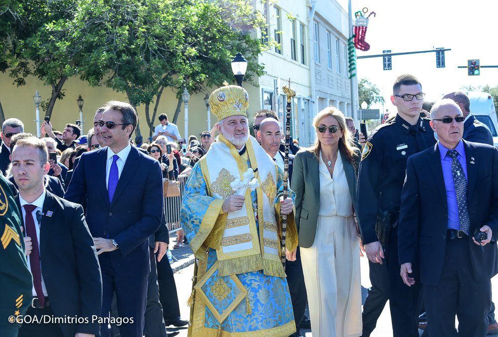 Archbishop of America Elpidophoros welcomes Greek PM Mitsotakis to Tarpon Springs, Fla