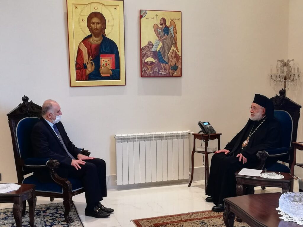 Beirut Greek Orthodox Archbishop, Metropolitan Elias Audi, received Interior and Municipalities Minister, Brigadier General Mohamed Fahmy