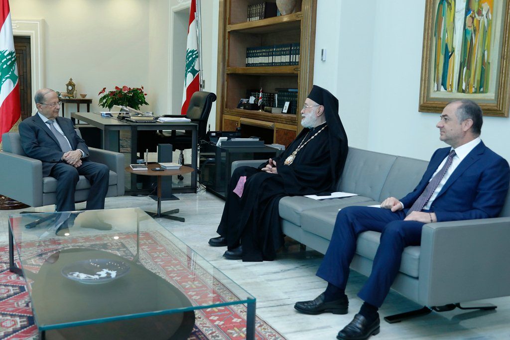 Aoun was briefed by Bishop Aoudeh on deliberations of Archdiocese meeting: Keenness on preserving rights of all communities especially Greek Orthodox