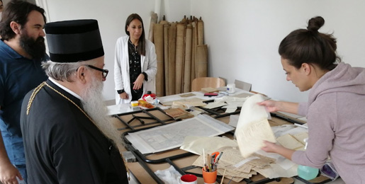 Metropolitan Hrizostom visits the Archives of the Serbian Church