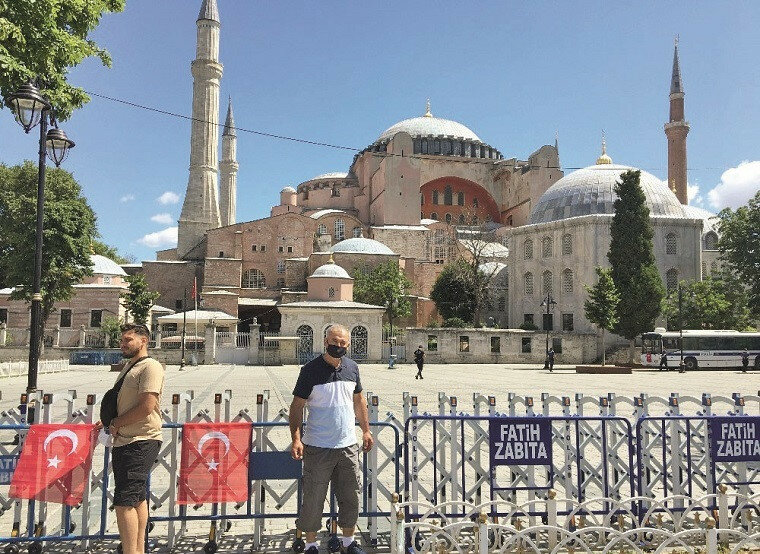 Turkish authorities removing Christian symbols of Hagia Sophia, working to conceal frescoes