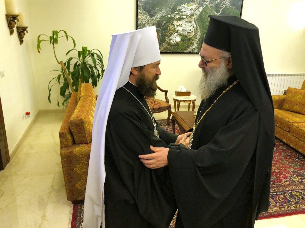 Metropolitan Hilarion greets Primate of the Orthodox Church of Antioch on his name day