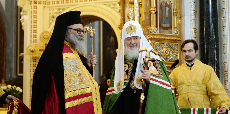 Primate of the Russian Orthodox Church greets Patriarch John X of Antioch and All the East on his name day