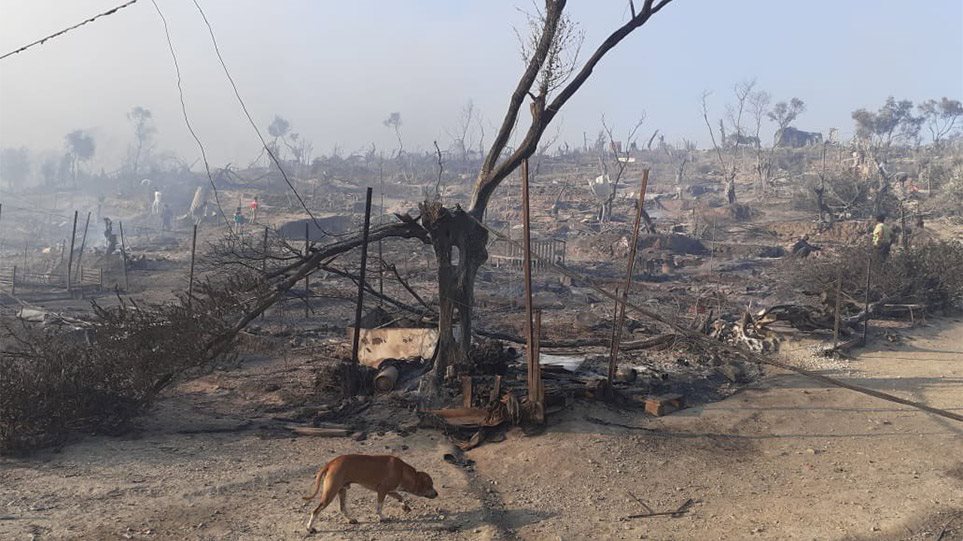 Suspected arson destroys most of Moria ‘hotspot’ on eastern Aegean isle of Lesvos