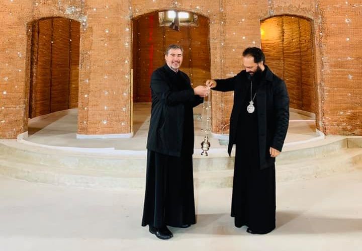 Metropolitan Arsensios tours under-construction cathedral in Vienna of Romanian Orthodox Church