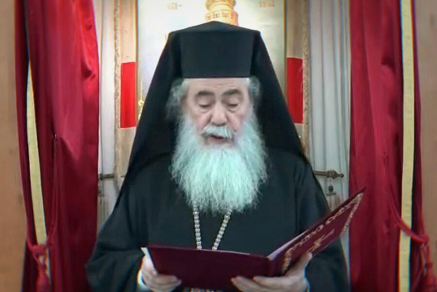 His Beatitude Patriarch Theophilos III delivers a speech at ICoHS’ global live event