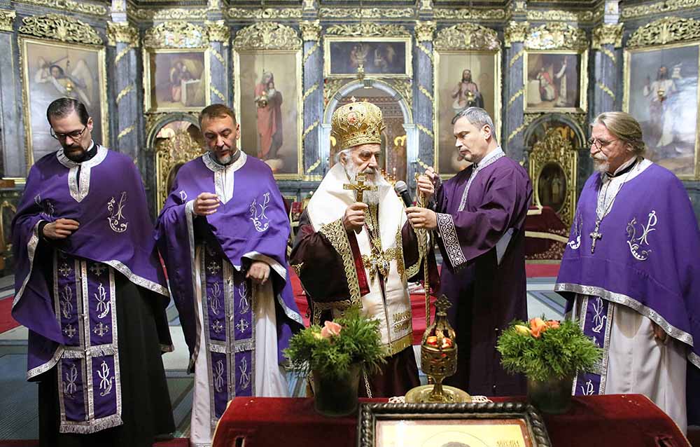 Serbian Patriarch Patriarch celebrated in the Cathedral church