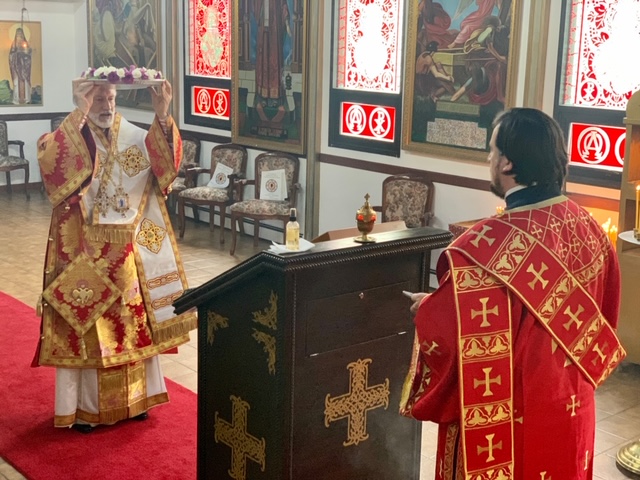 Bishop Irinej celebrates the Elevation of the Cross in Elizabeth