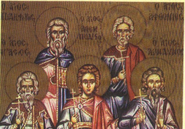 Feast day of holy Martyrs Acindynos, Pegasios, Aphthonios, Elpidophoros & Anempodistos
