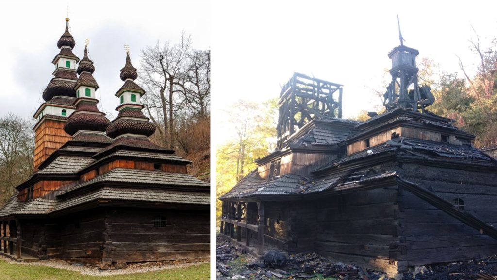 Fire destroys Romanian-language church in Prague. The Municipality pledges to restore the wooden historical monument