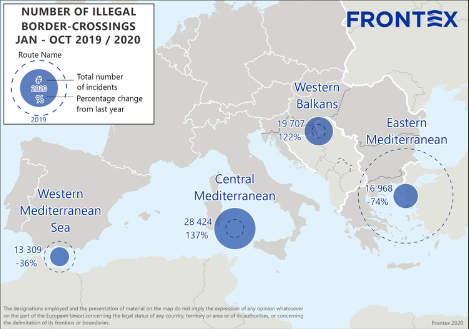 Μειώθηκαν οι μεταναστευτικές ροές στην Ελλάδα και την Ευρώπη το 2020