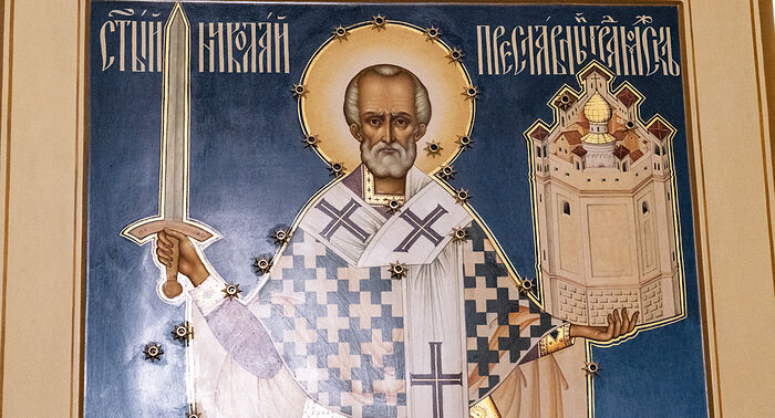 UNIQUE ICON OF ST. NICHOLAS “THE SHOT” BLESSED IN MOSCOW
