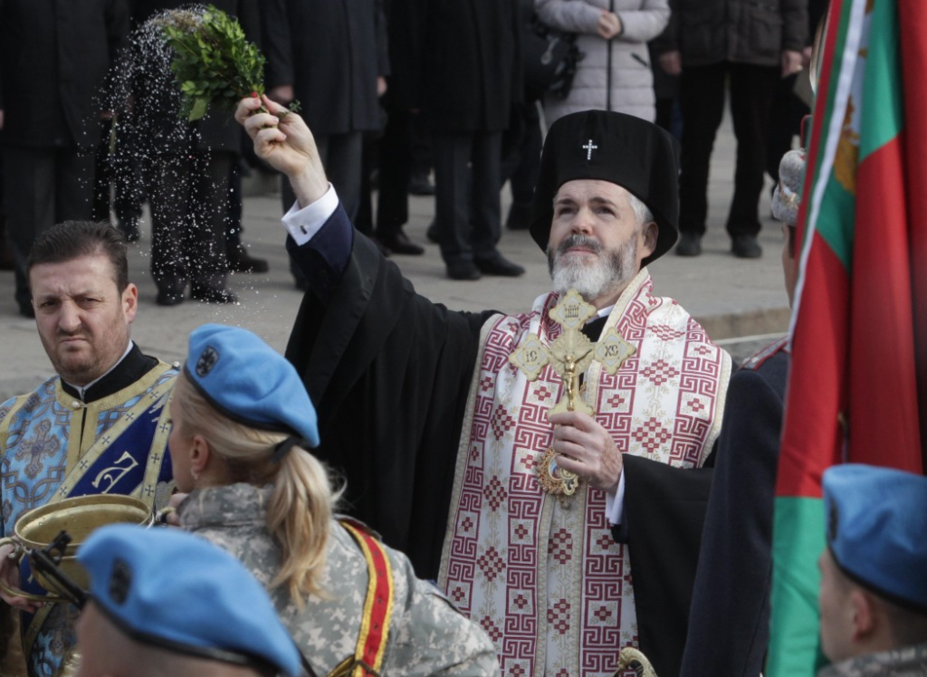 Epiphany water blessing of battle flags held in Sofia