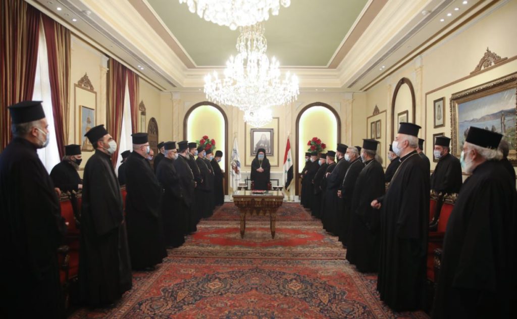 البطريرك يوحنا العاشر يلتقي أساقفة وكهنة دمشق وريفها في الدار البطريركية.