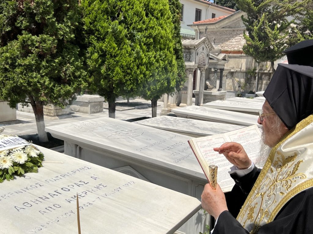 Trisagion prayer service at grave site of Ecumenical Patriarch Athinagoras