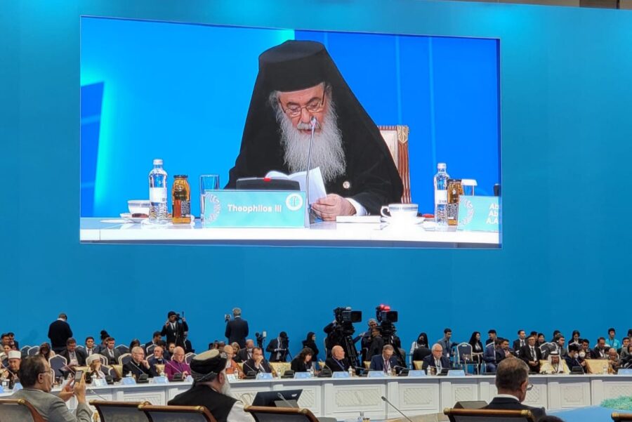 THE PATRIARCH OF JERUSALEM ADDRESSES THE VII CONGRESS OF THE LEADERS OF WORLD AND TRADITIONAL RELIGIONS