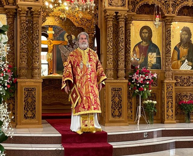 Archbishop Nikitas at the Church of Saint Panteleimon in Harrow