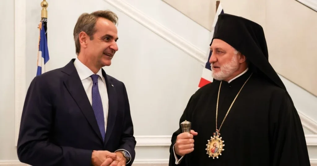 Archbishop Elpidophoros and Prime Minister of Greece Kyriakos Mitsotakis