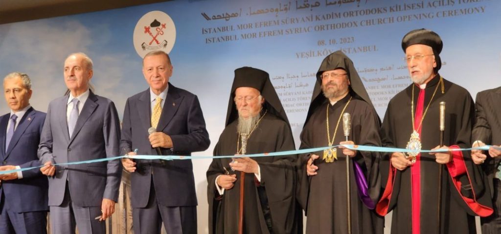 The Ecumenical Patriarch with the President of Turkey at the inauguration of a Syro-Chaldean Church