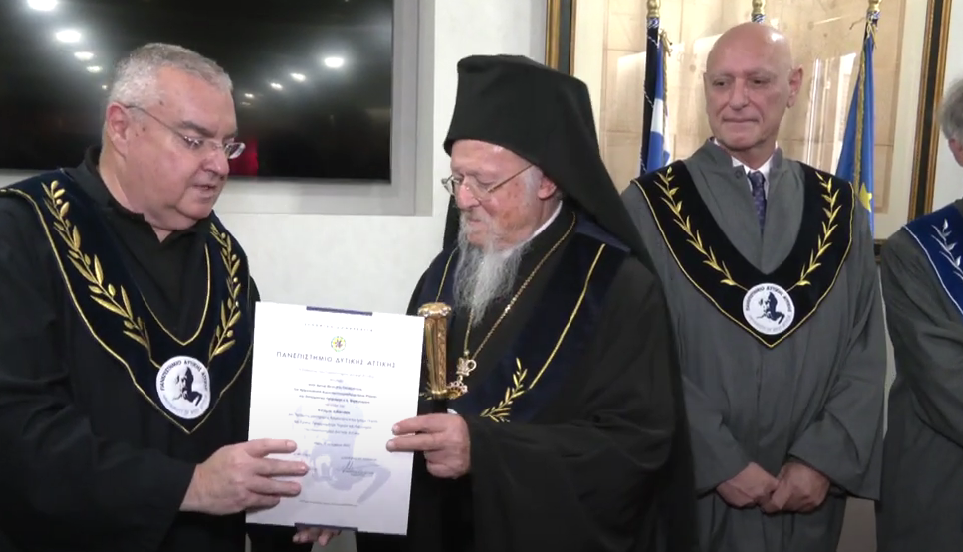 Ecumenical Patriarch was awarded an Honorary Doctorate from University of West Attica, Greece