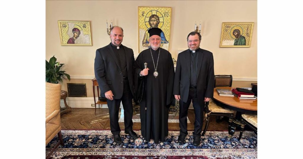 Archbishop Elpidophoros of America welcomed Rev. Archimandrite Gedeon Varytimos to the Archdiocese Headquarters