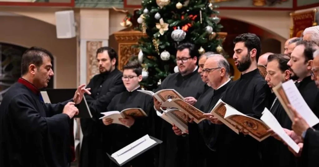 His Eminence Archbishop Elpidophoros attends the Annual Christmas Concert of Romanos the Melodist at the Transfiguration of Christ Greek Orthodox Church in Corona, NY