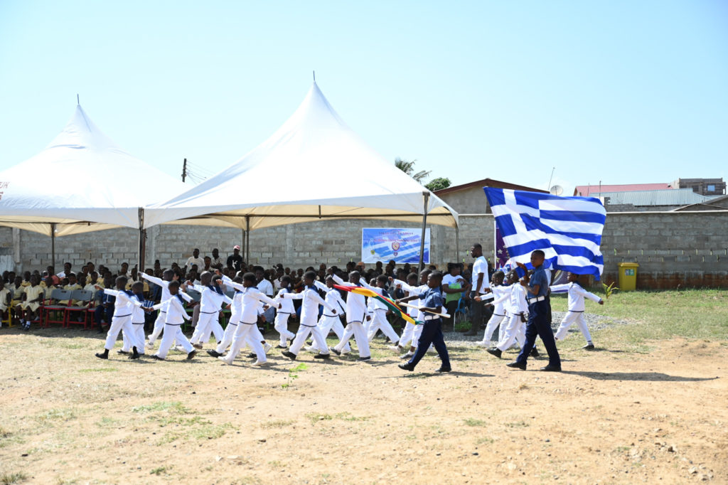 Nikos Dendias at the Greek school of Saint Nicholas, Ghana