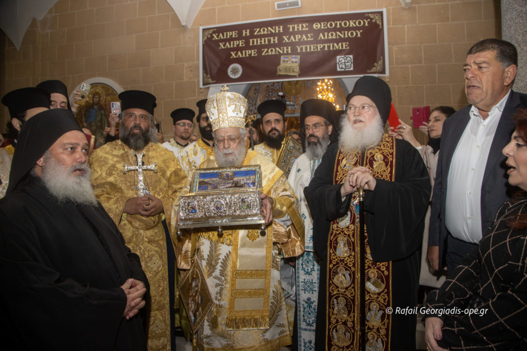 Large crowds gathered for the procession of the Holy Cincture of the Theotokos in Paralimni, Cyprus