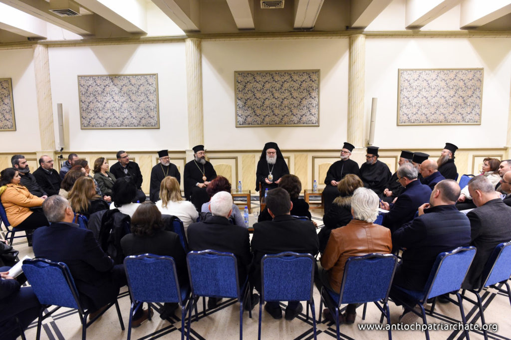 His Beatitude Patriarch John X. Meets with Priests, Organizations, and Institutions of the Holy Cross Church in al-Qasaa Damascus