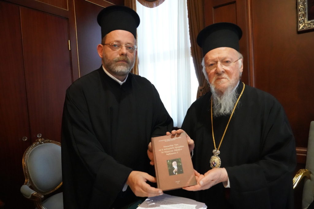Ecumenical Patriarch Bartholomew receives Tomos commemorating 50th Anniversary of his Hierarchy from Higher Patriarchal Ecclesiastical Academy of Crete