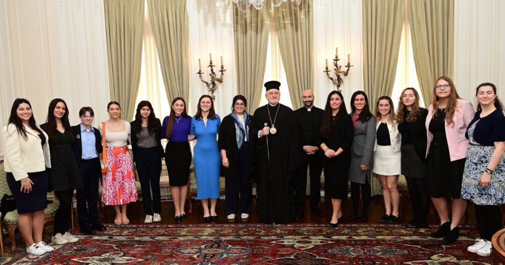 Archbishop Elpidophoros Welcomes the Greek Orthodox Archdiocese National Girl Delegates to the United Nations to Archdiocese Headquarters