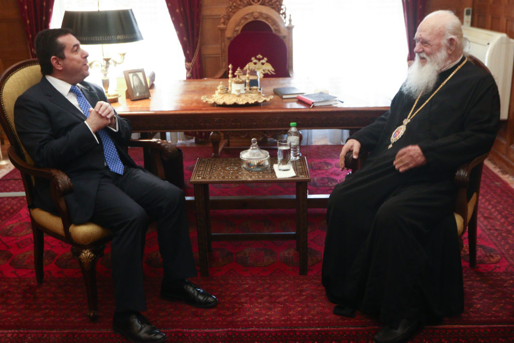 Συνάντηση Νότη Μηταράκη και Σπύρου Διαμαντόπουλου με Αρχιεπίσκοπο Αθηνών