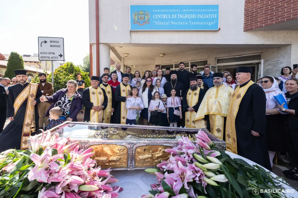 Relics of St Demetrius the New visit church medical centre on World Health Day