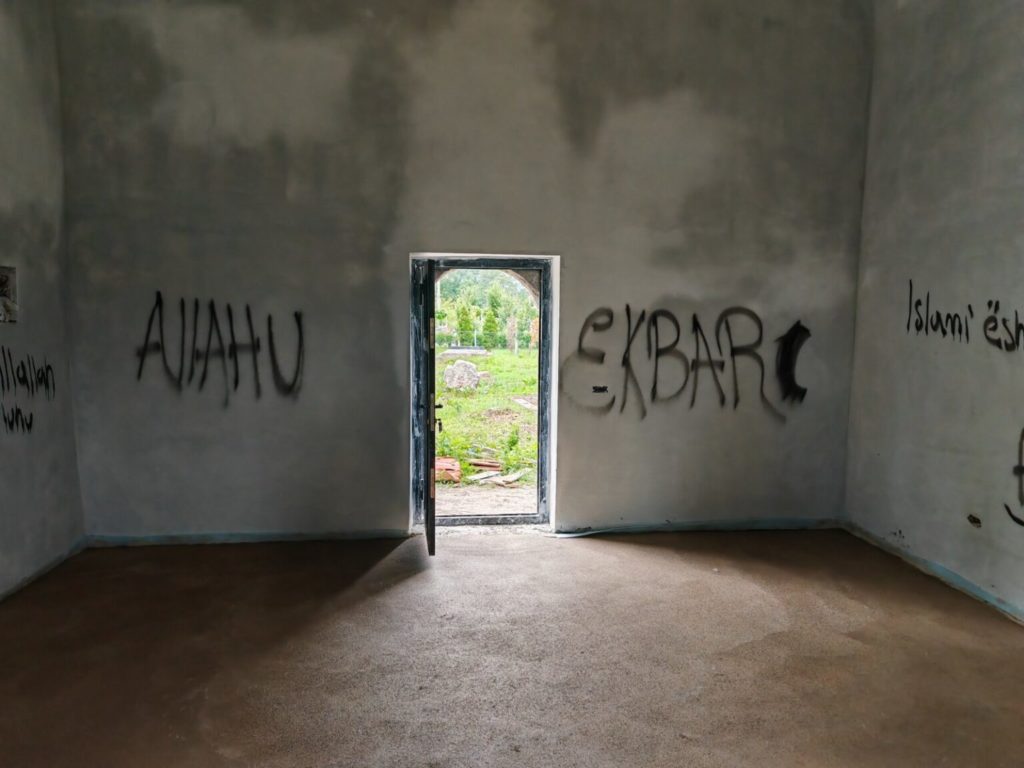 The Church of the Holy Trinity vandalised in a village near Peć, Serbia