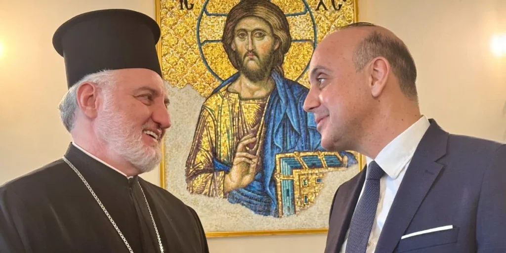 Archbishop Elpidophoros Welcomed Mayor of Pafos Phedon Phedonos to the Archdiocese